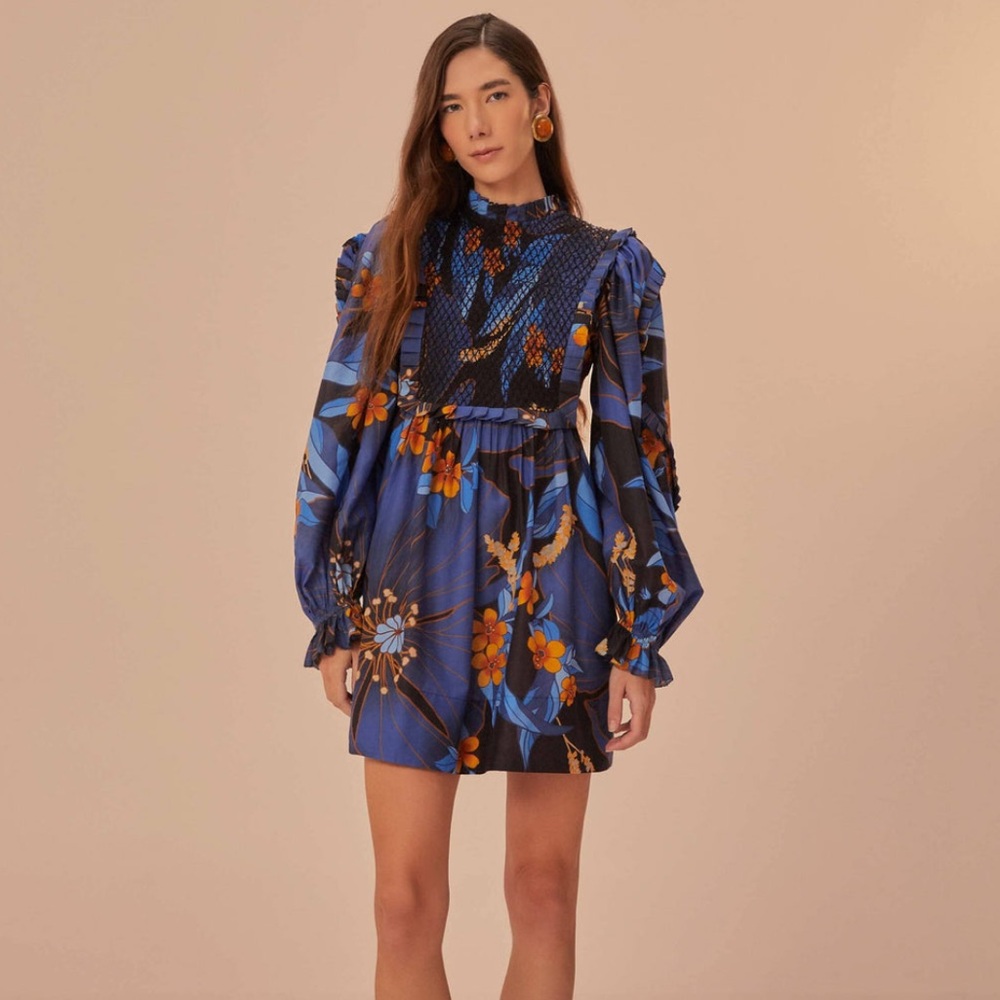 FARM RIO Black Pietra Floral Mini Dress - size Small